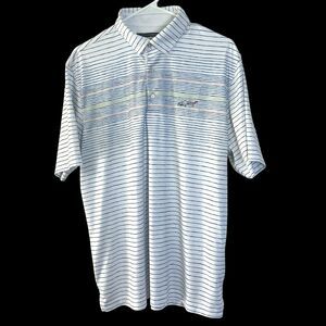 Greg Norman Play Dry Golf Polo Shirt Men's Large Striped Short Sleeve